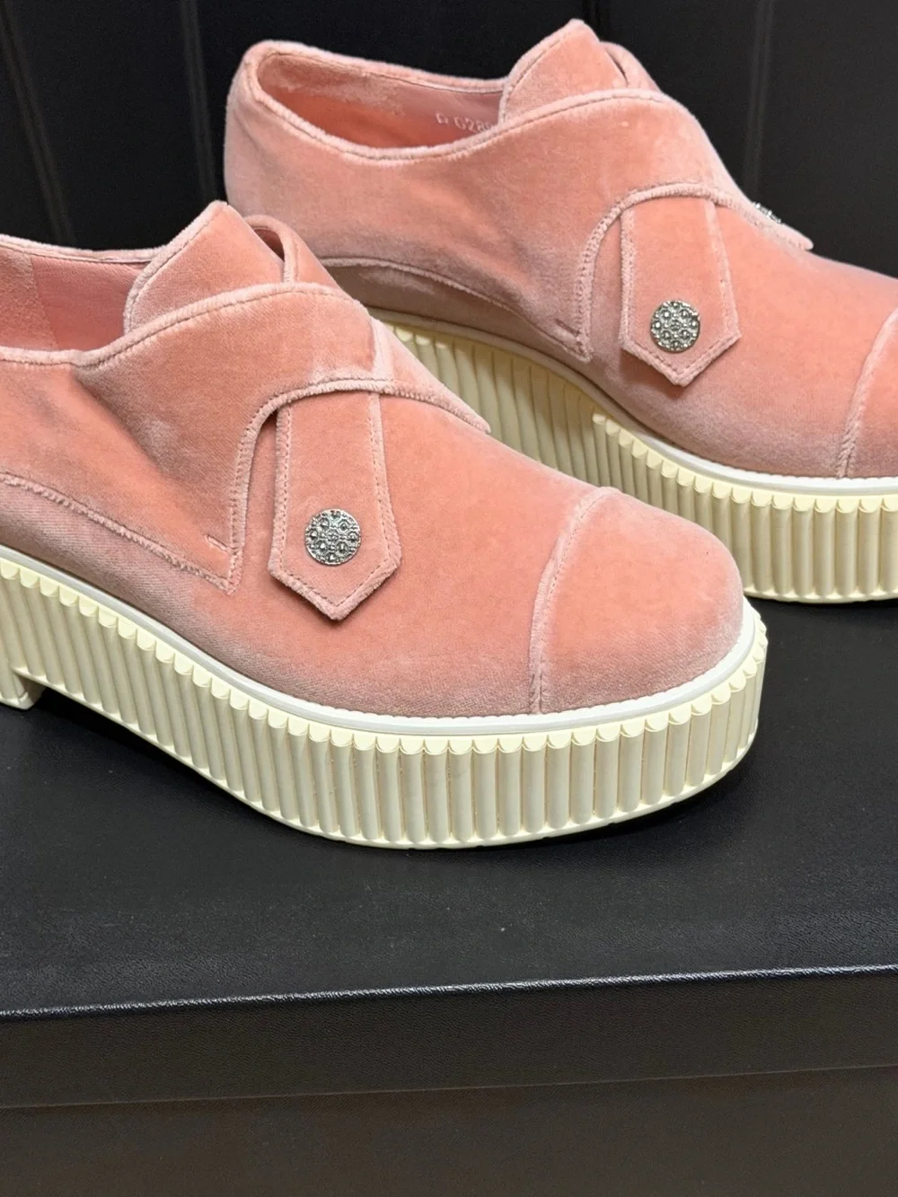 CHANEL Pink Suede Platform Sneakers with Cream Sole